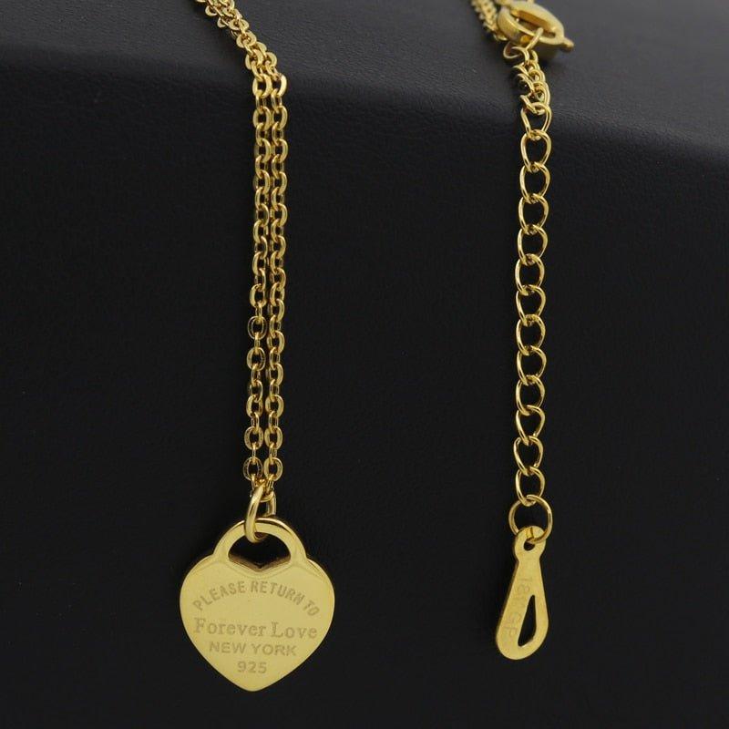Collier pendentif coeur plat plaqué argent / or / or rose - MonPendentif