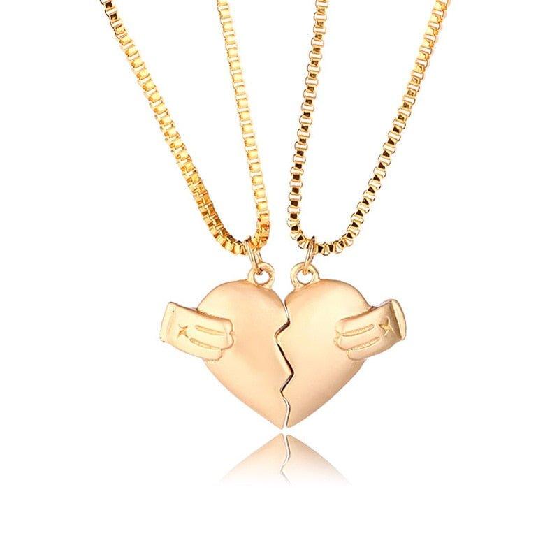 Collier pendentif coeur séparable aimanté