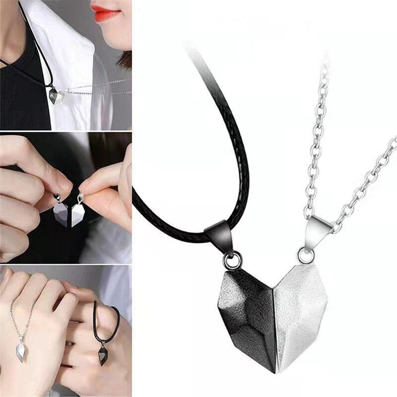 Collier pendentif coeur séparable aimanté