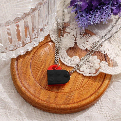 Collier pendentif coeur séparable légo