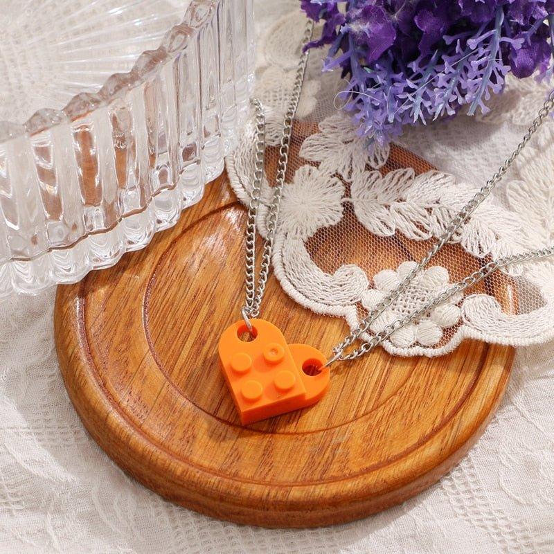Collier pendentif coeur séparable légo - MonPendentif