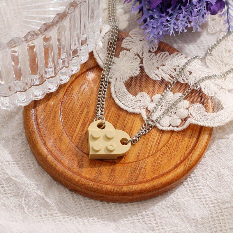 Collier pendentif coeur séparable légo