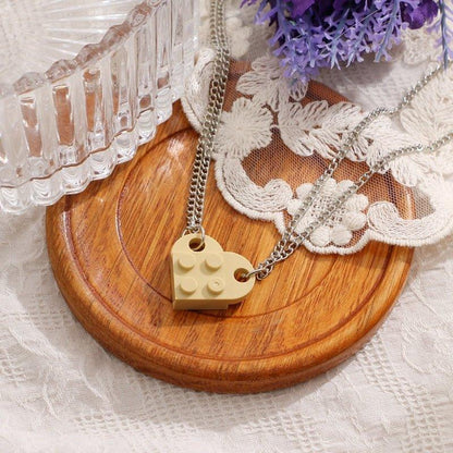 Collier pendentif coeur séparable légo