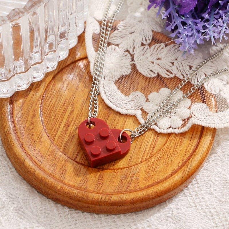 Collier pendentif coeur séparable légo - MonPendentif