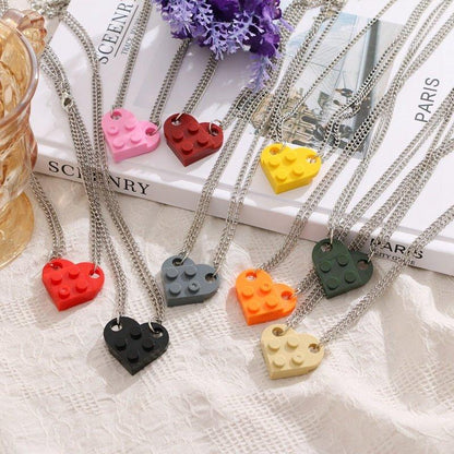 Collier pendentif coeur séparable légo