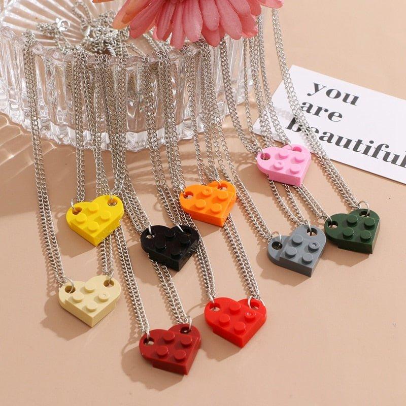 Collier pendentif coeur séparable légo