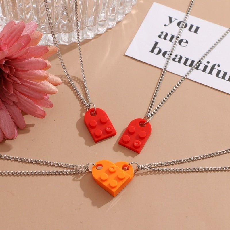 Collier pendentif coeur séparable légo