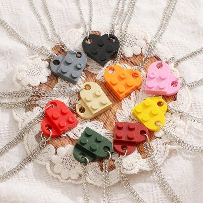 Collier pendentif coeur séparable légo