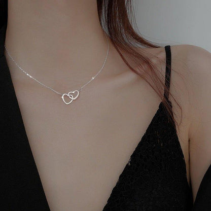 Collier pendentif coeurs entrelacés plaqué argent / or - MonPendentif