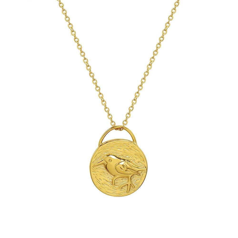 Collier pendentif colibri en gravure plaqué or