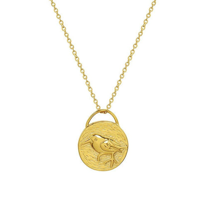 Collier pendentif colibri en gravure plaqué or