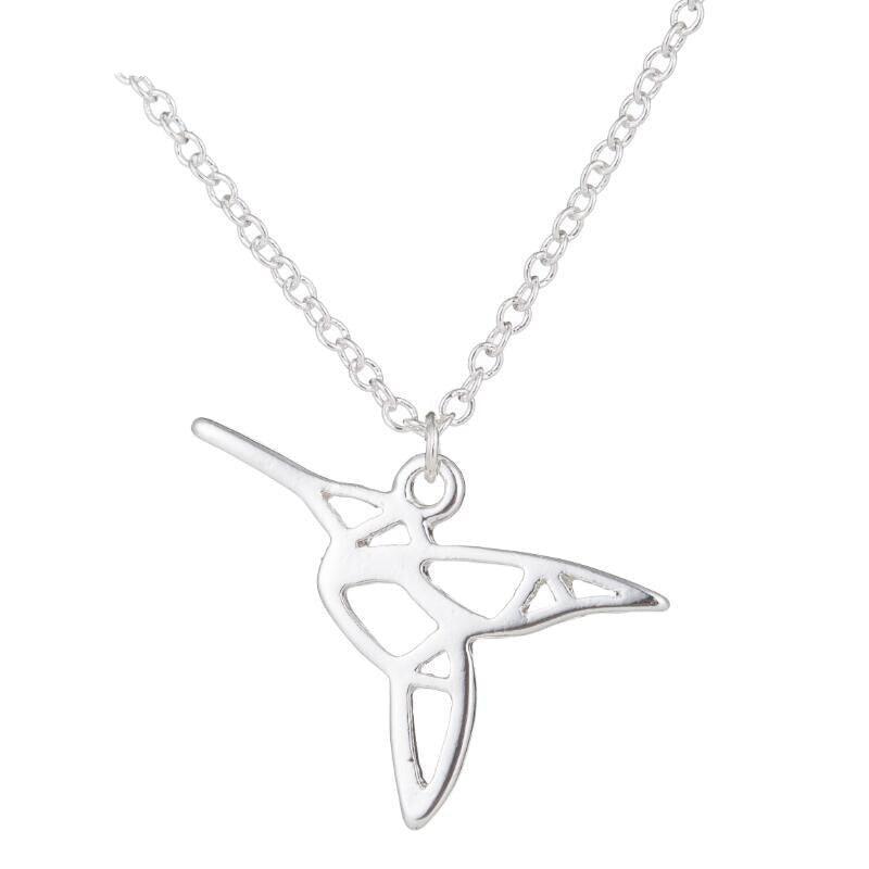 Collier pendentif colibri géométrique plaqué or / argent - MonPendentif
