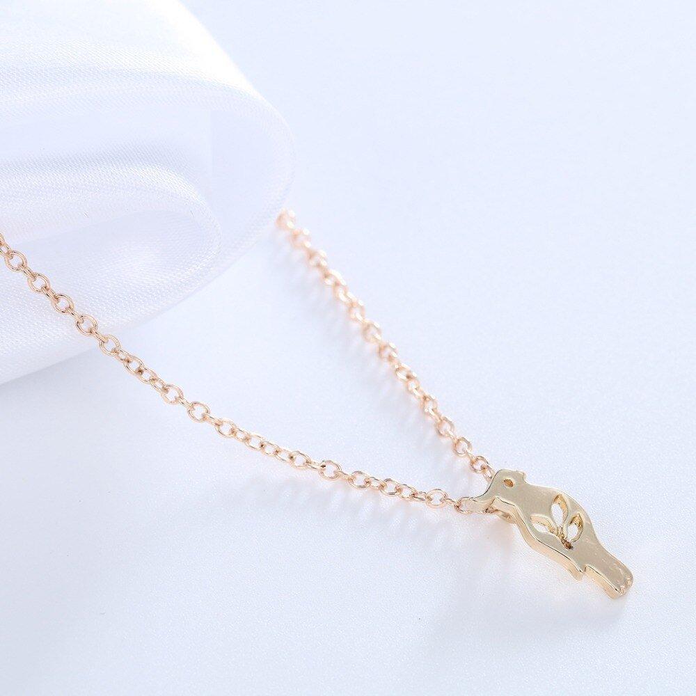 Collier pendentif colibri plat fin plaqué or / argent