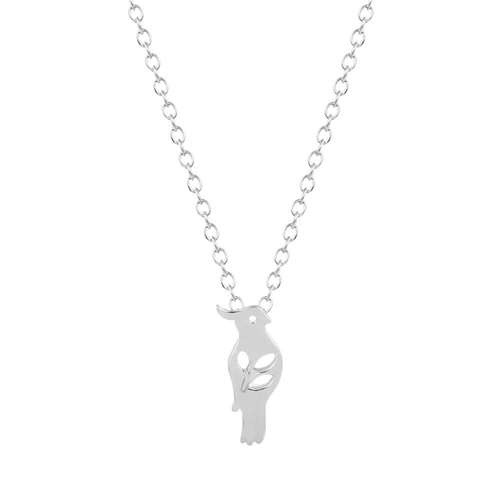 Collier pendentif colibri plat fin plaqué or / argent