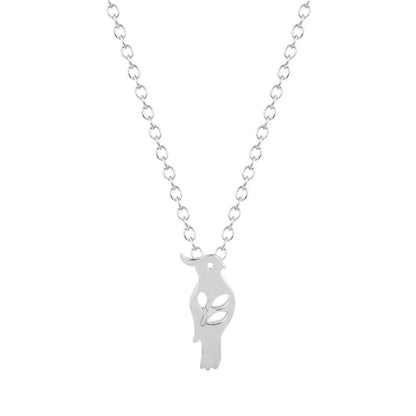 Collier pendentif colibri plat fin plaqué or / argent