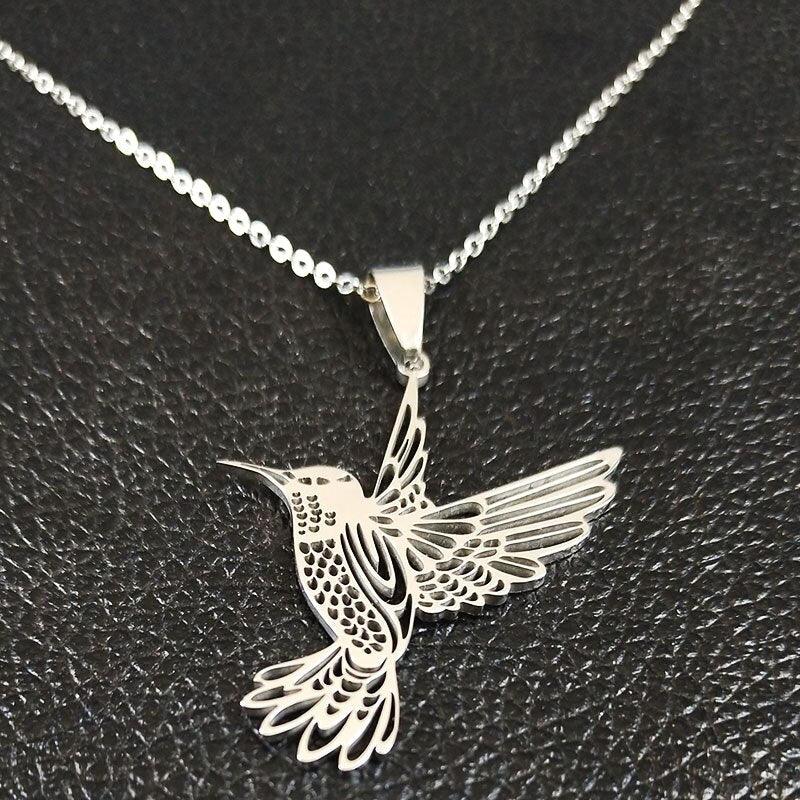 Collier pendentif colibri plat plaqué or / argent - MonPendentif