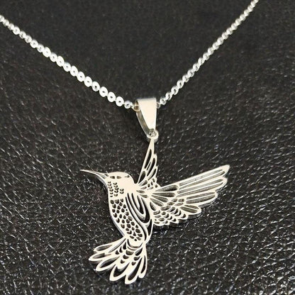 Collier pendentif colibri plat plaqué or / argent - MonPendentif