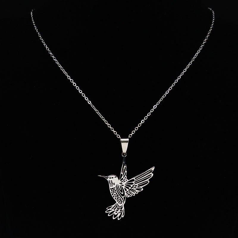 Collier pendentif colibri plat plaqué or / argent
