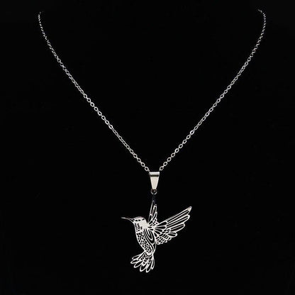 Collier pendentif colibri plat plaqué or / argent