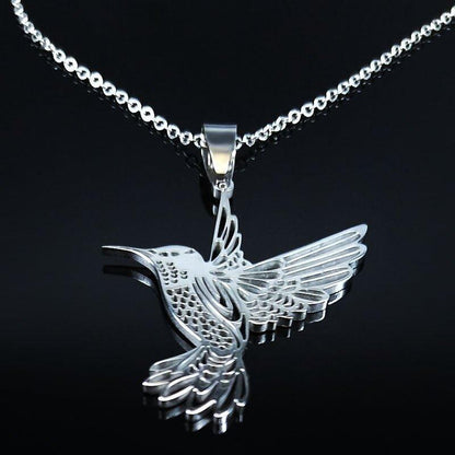 Collier pendentif colibri plat plaqué or / argent
