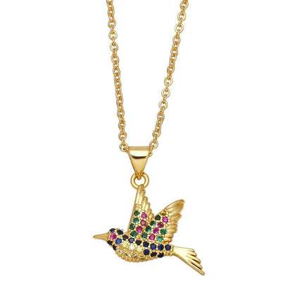 Collier pendentif colibri strass multicolore - MonPendentif