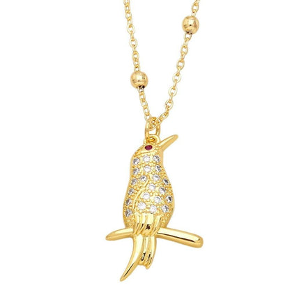 Collier pendentif colibri strassé en cuivre - MonPendentif