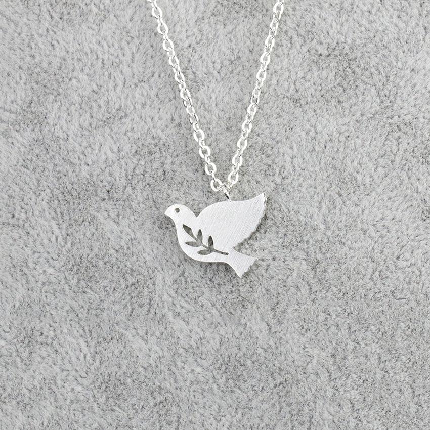 Collier pendentif colombe à fleur plaqué or / or rose / argent