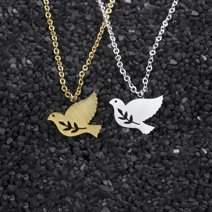 Collier pendentif colombe à fleur plaqué or / or rose / argent - MonPendentif