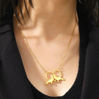 Collier pendentif colombe amoureux plaqué or / argent - MonPendentif