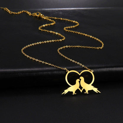 Collier pendentif colombe amoureux plaqué or / argent