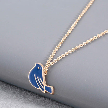 Collier pendentif colombe bleu plaqué or / argent