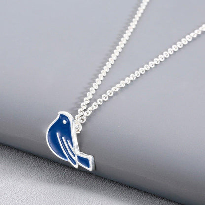 Collier pendentif colombe bleu plaqué or / argent
