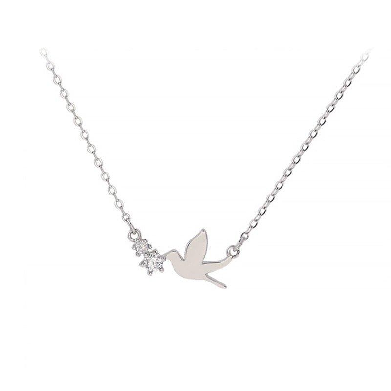 Collier pendentif colombe cristal plaqué argent