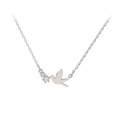 Collier pendentif colombe cristal plaqué argent