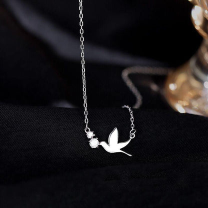 Collier pendentif colombe cristal plaqué argent