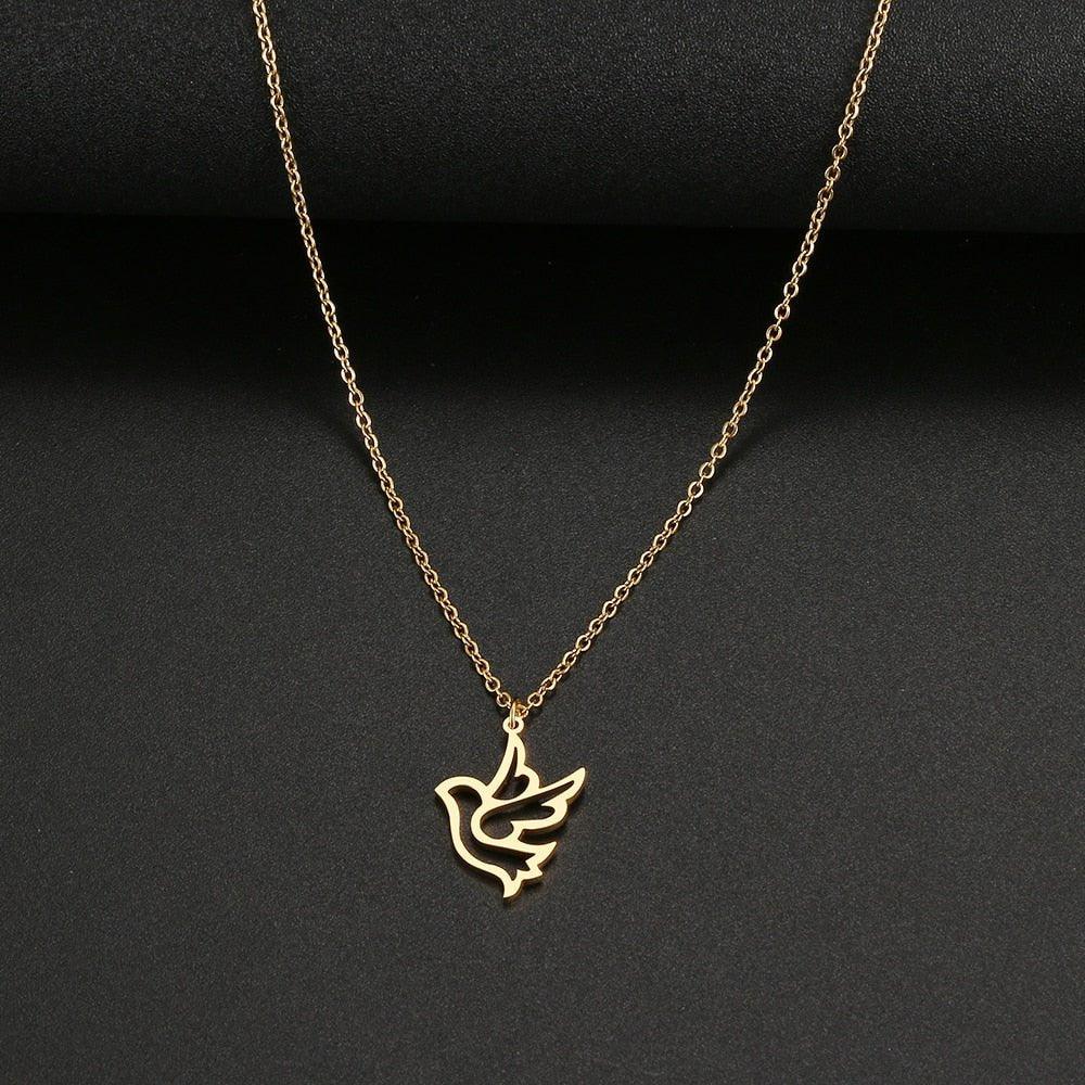 Collier pendentif colombe de la paix moderne plaqué or / argent - MonPendentif