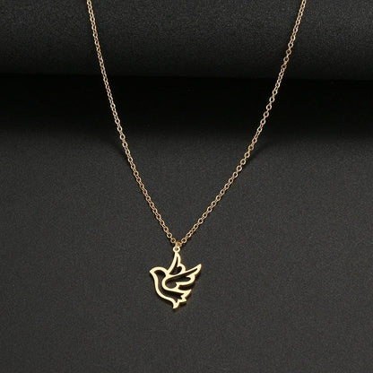 Collier pendentif colombe de la paix moderne plaqué or / argent - MonPendentif