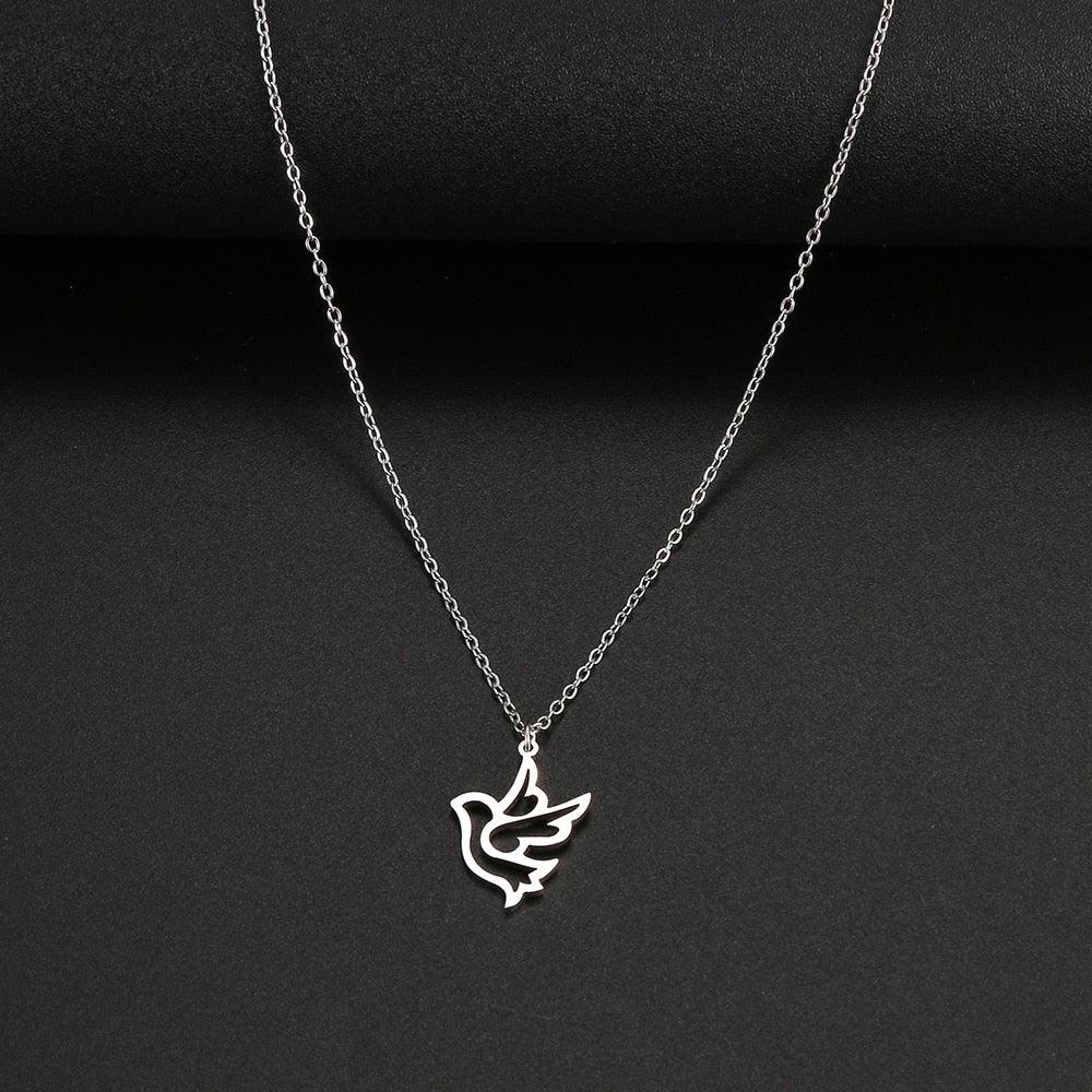 Collier pendentif colombe de la paix moderne plaqué or / argent - MonPendentif
