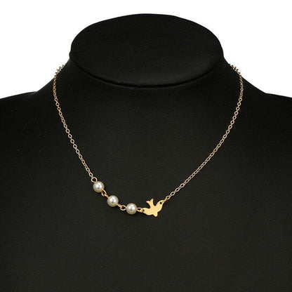 Collier pendentif colombe et perles ras le cou - MonPendentif