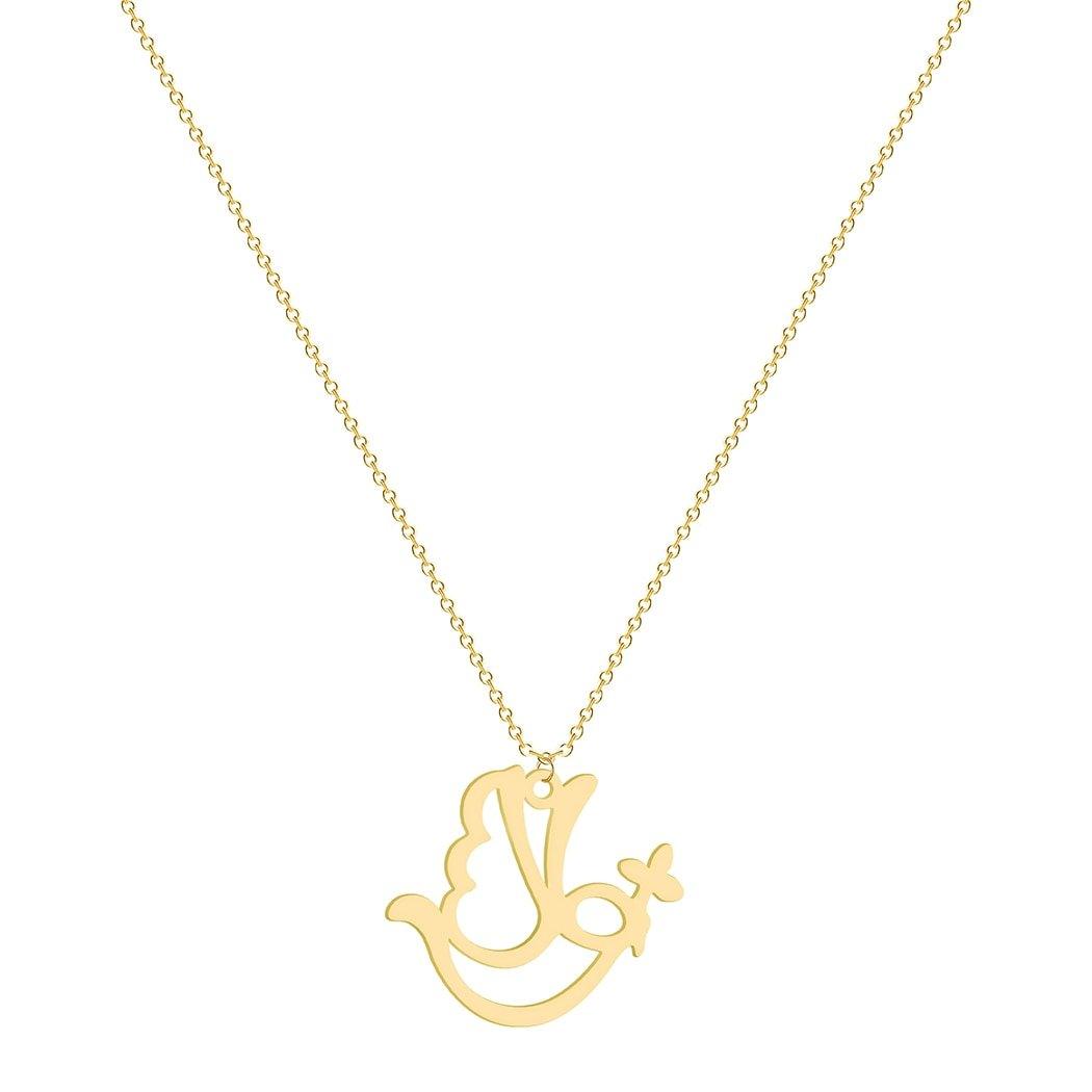 Collier pendentif colombe minimaliste plaqué or / or rose / argent