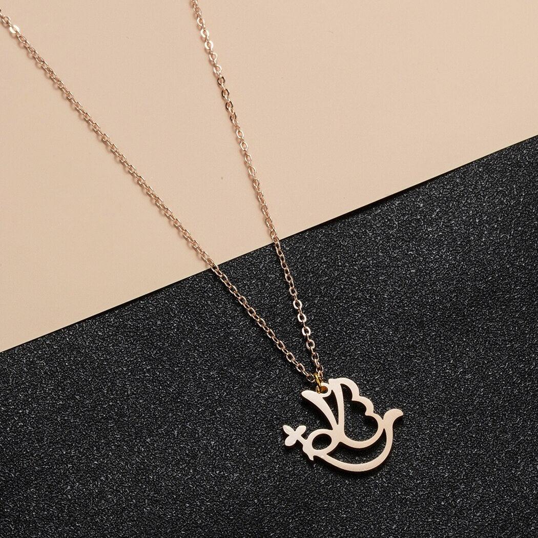 Collier pendentif colombe minimaliste plaqué or / or rose / argent - MonPendentif