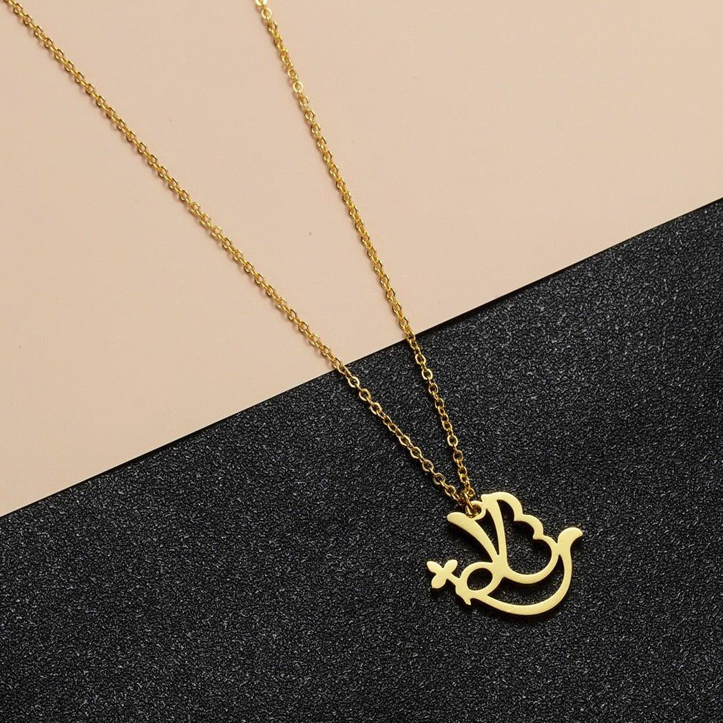 Collier pendentif colombe minimaliste plaqué or / or rose / argent - MonPendentif