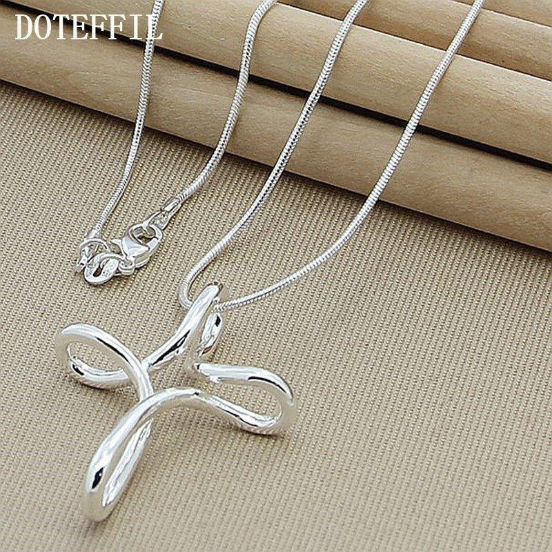 Collier pendentif croix infinité en argent sterling 925