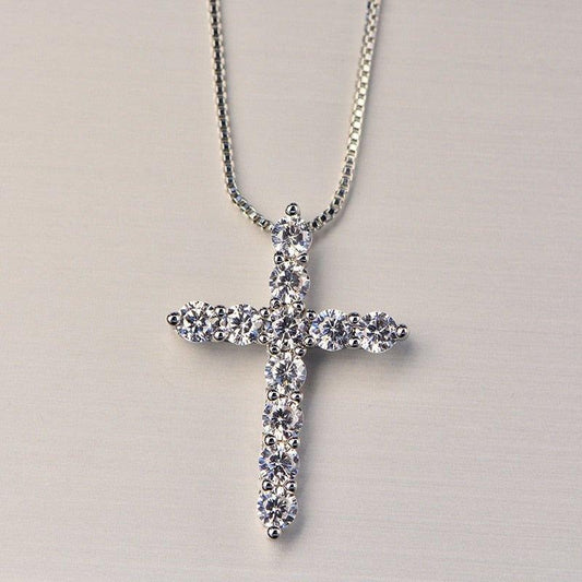 Collier pendentif croix strass brillants en Argent Sterling 925