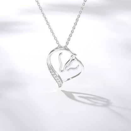 Collier pendentif double chevaux avec strass plaqué or / or rose / argent - MonPendentif
