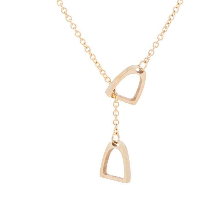 Collier pendentif double étrier cheval plaqué or / or rose / argent - MonPendentif