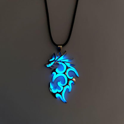 Collier pendentif dragon antique fluorescent - MonPendentif