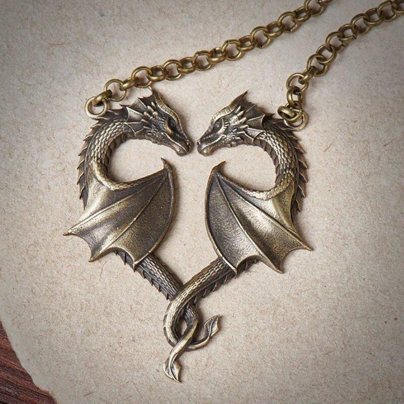 Collier pendentif Dragon deux dragons