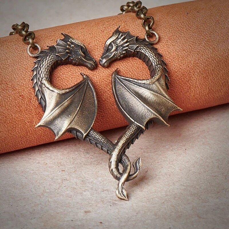 Collier pendentif Dragon deux dragons