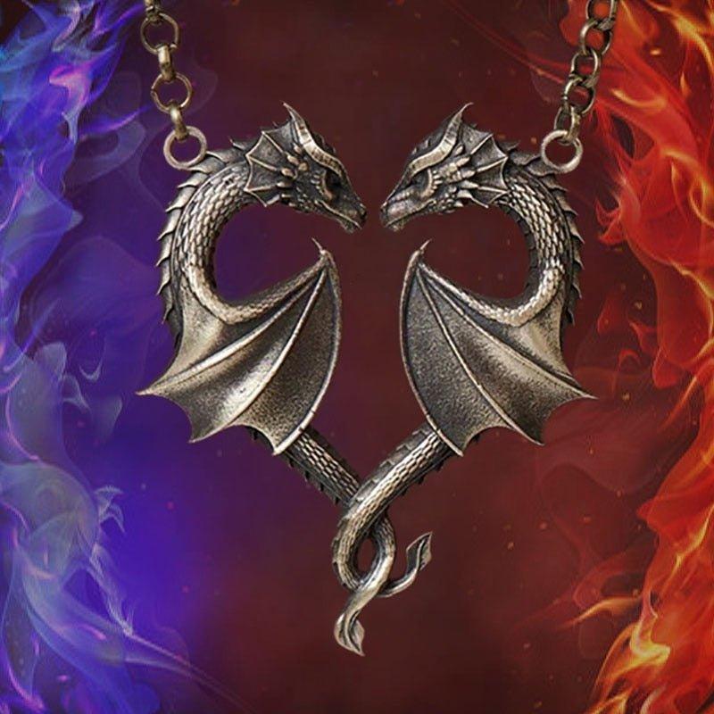 Collier pendentif Dragon deux dragons